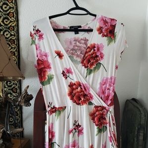 Faux wrap floral dress